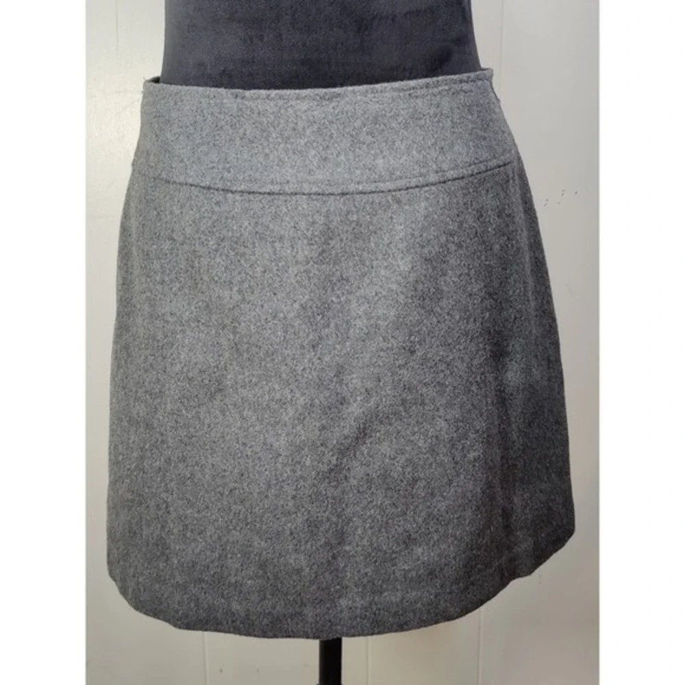 J. Crew‎ Gray Wool cashmere Blend Button Front A-Line Skirt Size 10 professor